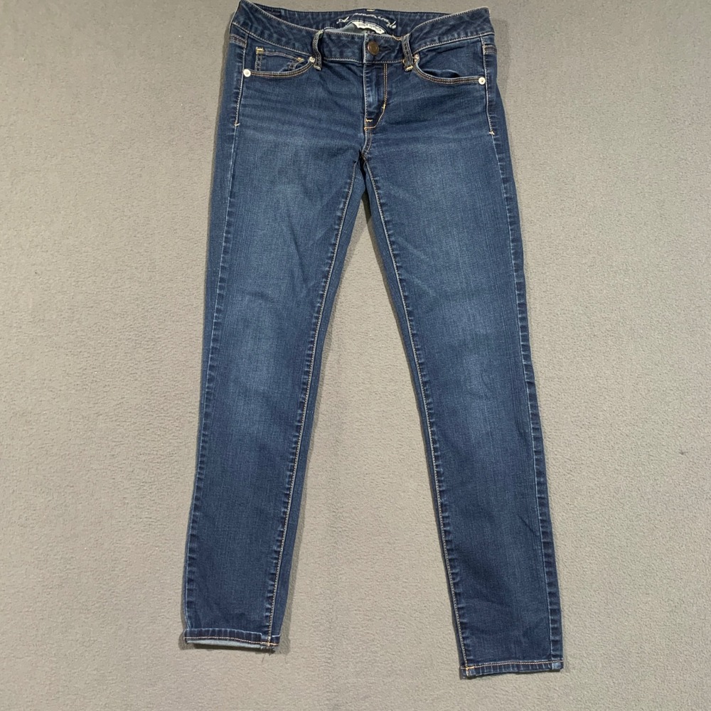 American Eagle Low Rise Super Stretch Skinny Jeans Women 8 Short Dark Wash Denim